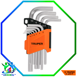 JUEGO DE LLAVES ALLEN DE 10 PIEZAS MILIMETRICAS CROMO DE VANADIO ESTUCHE PLASTICO